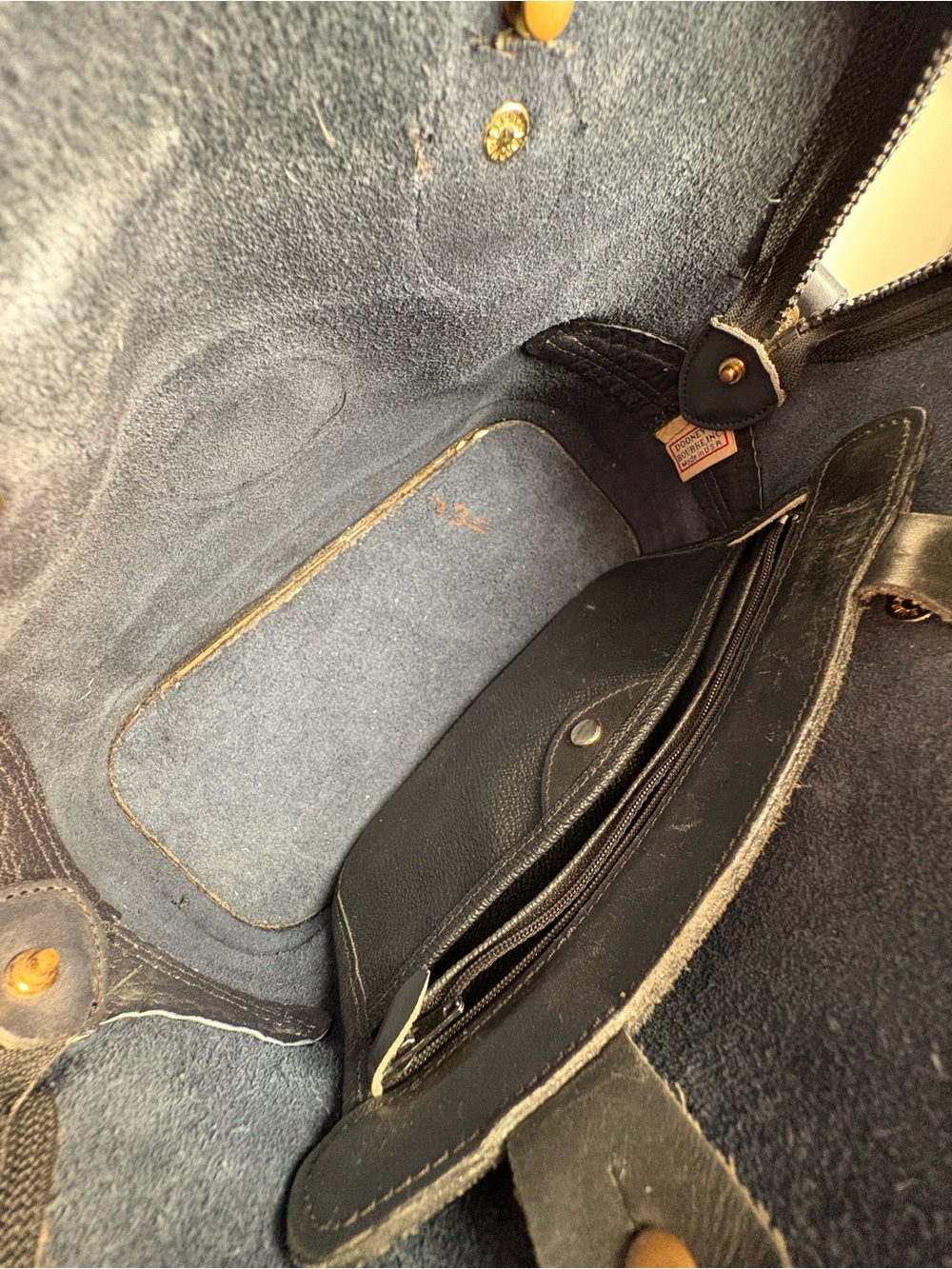 Dooney and Bourke awl Navy Blue Leather Norfolk Dome satchel bag - Picture 12 of 16